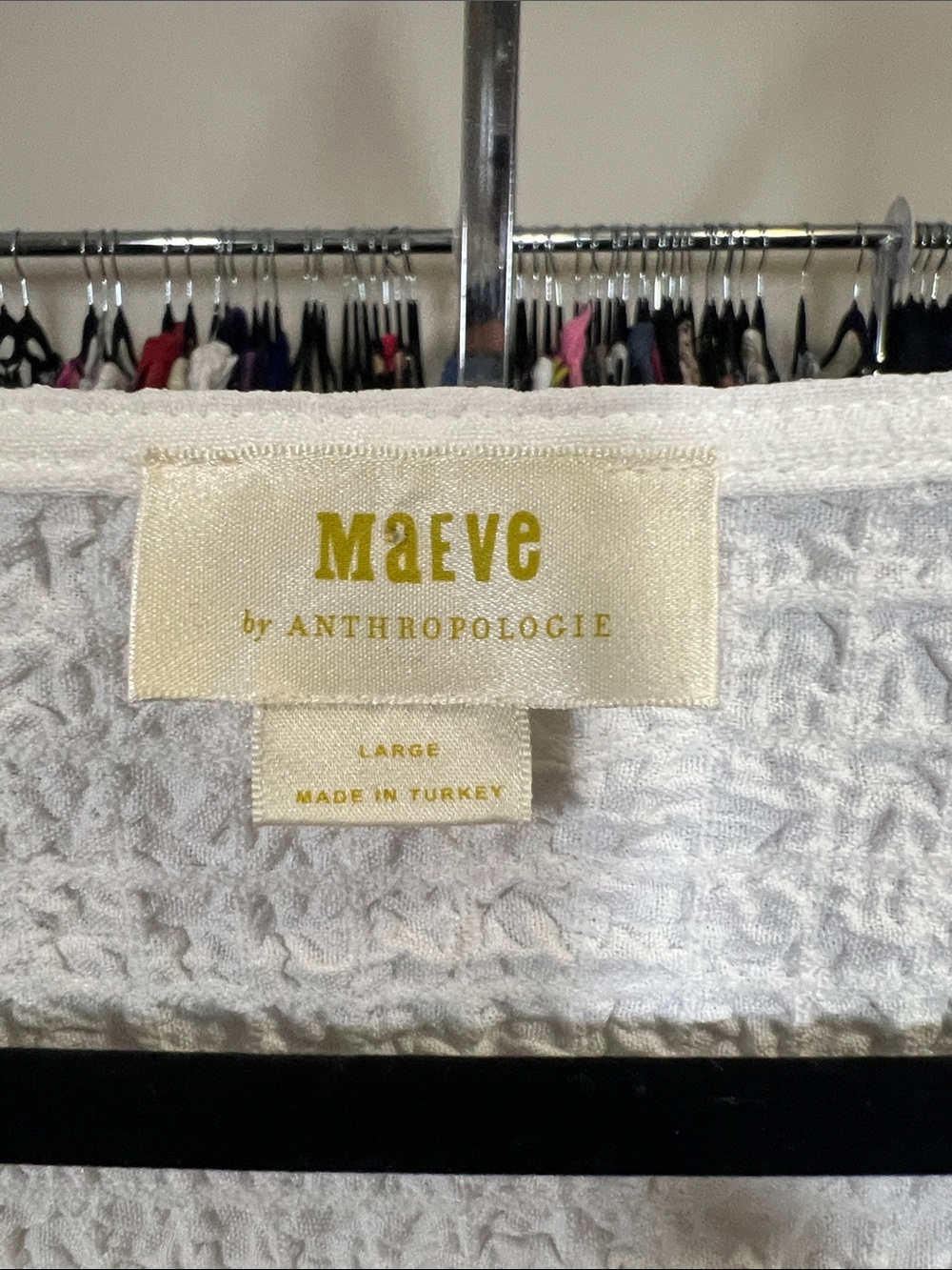 Anthropologie Maeve White Textured Scoop Neck Puff Sleeve Top Sz Large - Picture 5 of 7